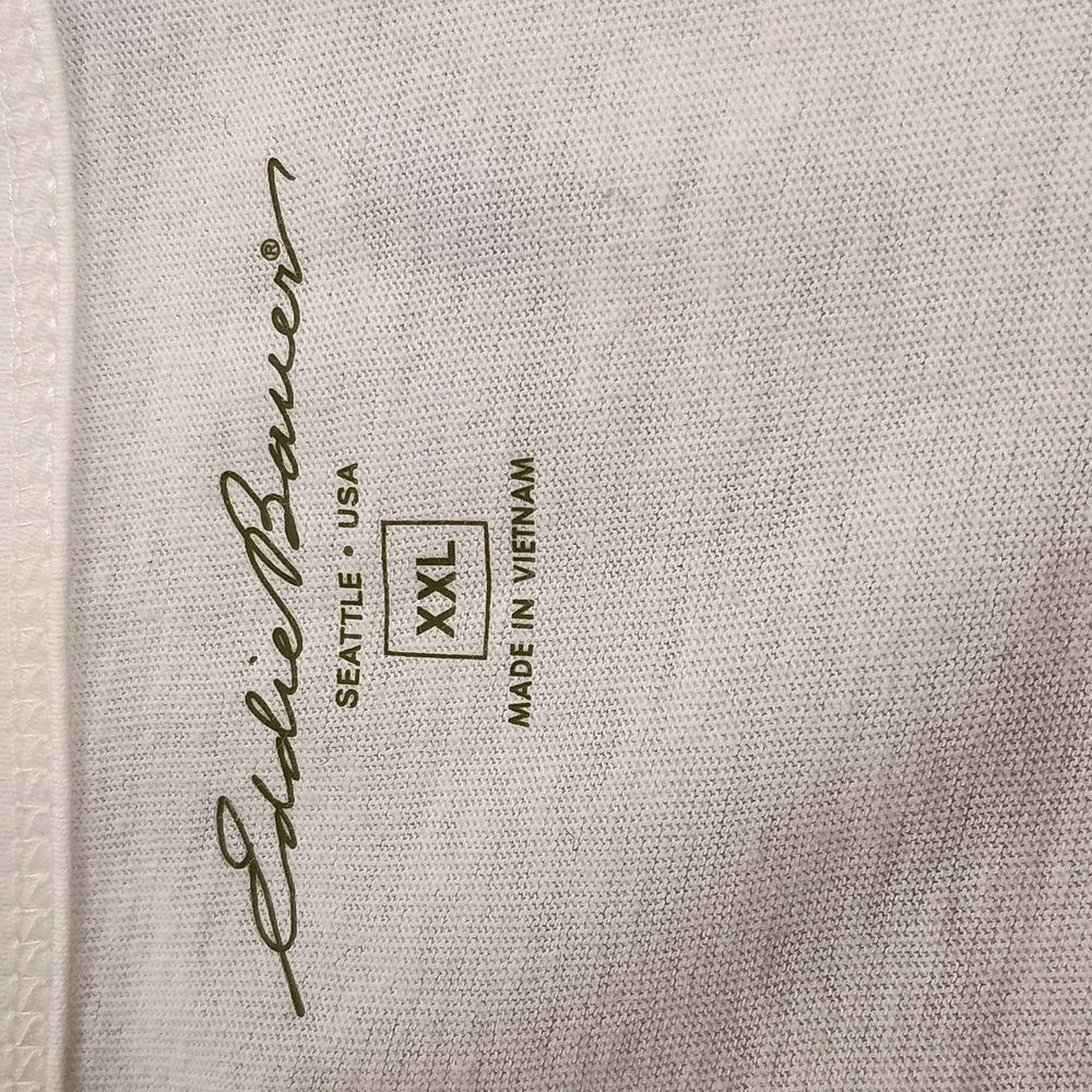 Eddie Bauer Women's XXL top Off-white Short sleeves  Low round neck-line Ruffles - Picture 4 of 8